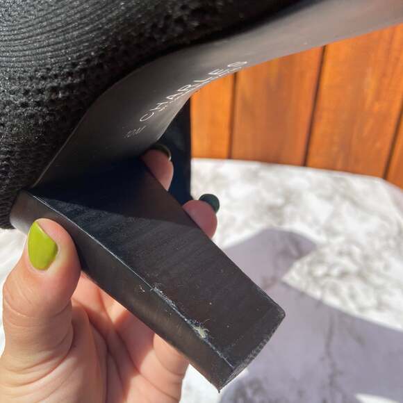 Charles David Black Knit Sock Boot Heels - Picture 5 of 9